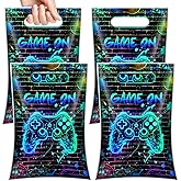 50 Pcs Video Game Birthday Plastic Goodie Bags With Handles Gamer Treat Favor Plastic Gift Bags for Boy Gaming Birthday Party Decorations