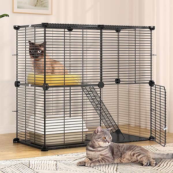 YITAHOME INDOOR CAT CAGE 2 TIER KITTEN CAGE,...