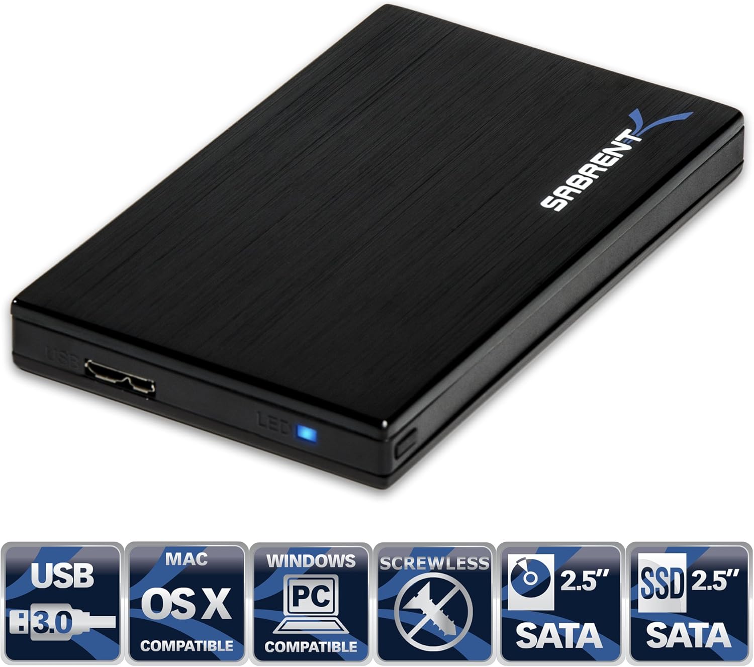 Sabrent Disco Duro Externo (SATA a USB 3.0, Ultra Delgado, 2,5