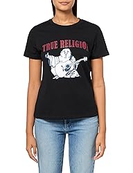 True Religion Women's Buddha Slim Vneck Tee, Jet