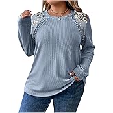 SOLY HUX Plus Size Tops for Women Long Sleeve Fall Floral Tunic Tops Casual Shirts Lightweight Sweaters