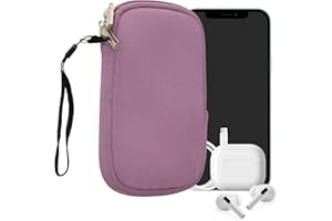 kwmobile Neoprene Phone Pouch Size M - 5.5" - Universal Cell Sleeve Mobile Bag with Zipper, Wrist Strap - Lavender