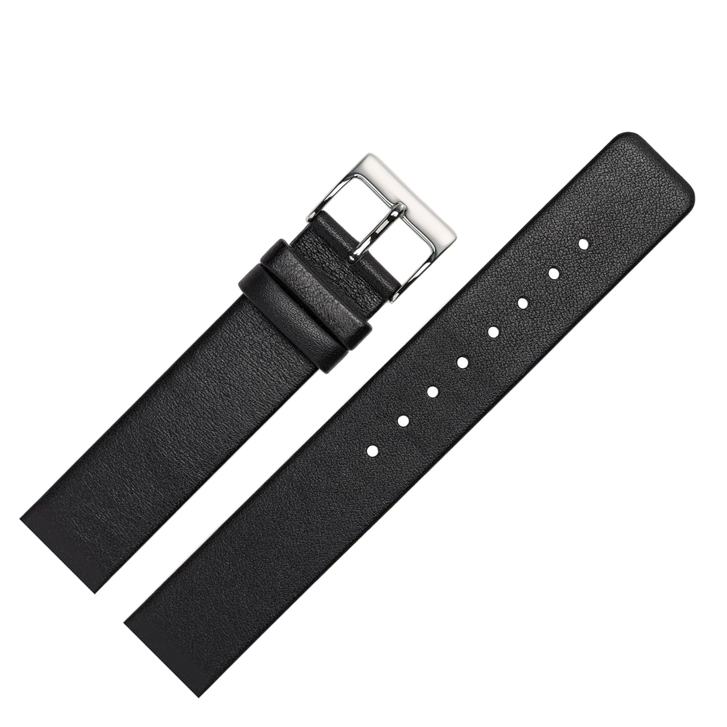 Smooth Leather Watch Band 14 mm Black Replacement Strap Adapted for Skagen Watch with ScrewDown