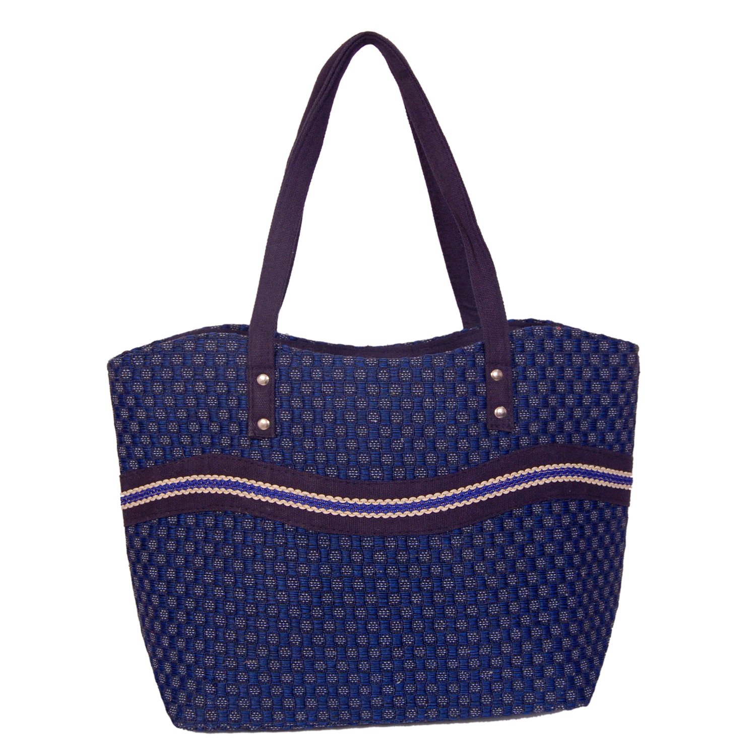 womaniya women's handbag (blue) (handicraft jute bag)