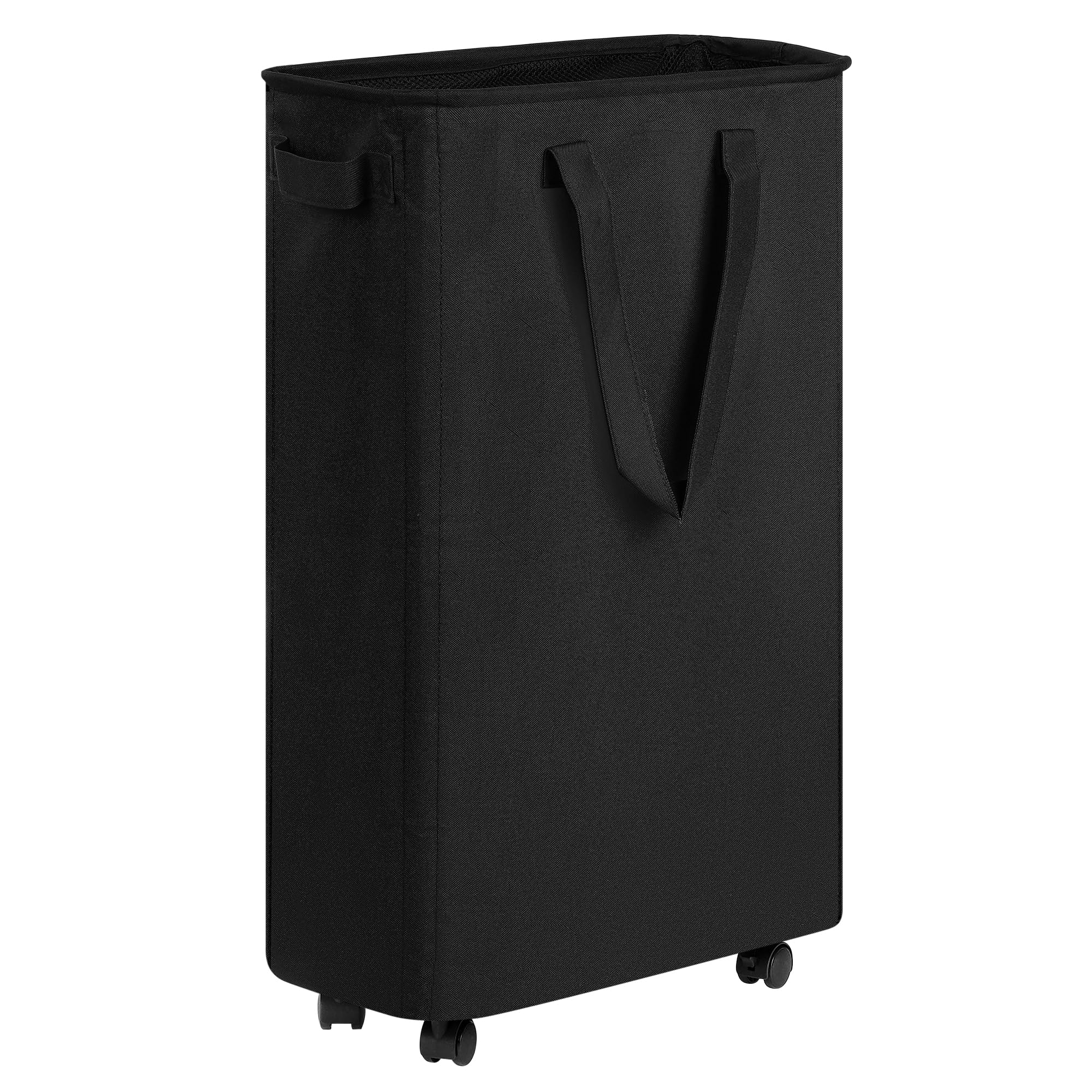 efluky Slim Laundry Hamper with Wheels, Rolling Laundry Basket for Clothes, Small Laundry Basket for Bedroom, Dorm and Laundry Room, 60L (12.7 Gallons) Black