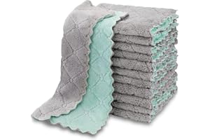 AIDEA Kitchen Dish Cloth - 12 Pack, Super Absorbent Coral Fleece Dish Cloths, No Odor Reusable Dish Rags, Premium Microfiber 