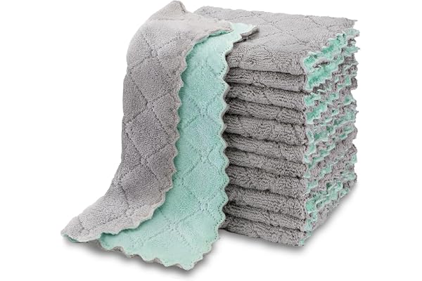 AIDEA Kitchen Dish Cloth - 12 Pack, Super Absorbent Coral Fleece Dish Cloths, No Odor Reusable Dish Rags, Premium Microfiber