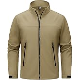 TACVASEN Men's Lightweight Softshell Jacket,Waterproof Windbreaker Coat | Breathable warm fleece|Multiple pockets|For tactical travel hiking skiing camping