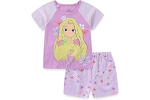 Disney Princess Frozen Minnie Mouse Girls Short Sleeve T-Shirt and French Terry Shorts Set for Toddlers to Big Kids