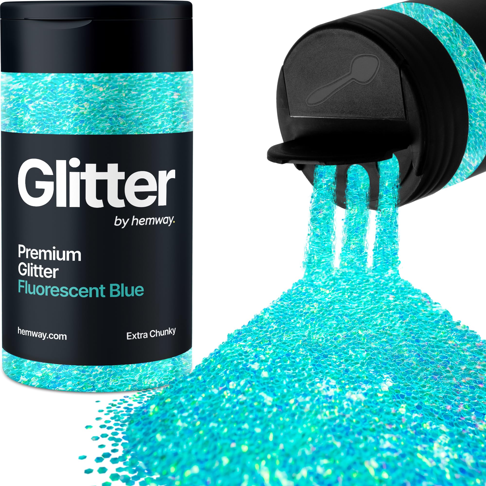Fluorescent Blue Glitter Shaker, 130g Extra Chunky Glitter, Crafts 1/24" Metallic Flake Blue Sequins, Resin & Epoxy Crafts, Decorating, Halloween, Christmas Nail, Face, Hemway — image 1