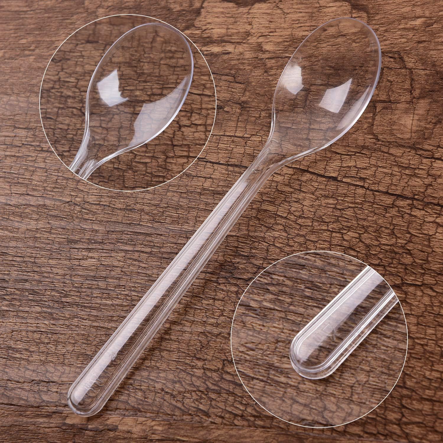 TashiBox [150 Plastic Spoons] Disposable Clear Spoon, Heavyweight Cutlery: Kitchen & Dining