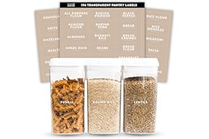 SAVVY & SORTED Pantry Labels for Food Containers, 198 Modern Font Kitchen Labels for Containers on Clear Sticker, Pantry Labels for Containers, Canister Labels, Food Labels for Containers