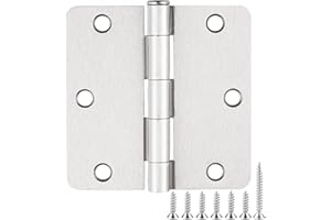 JIW 24 Pack Nickel Door Hinges Brushed Nickel Hinges for Doors Satin Nickel 3.5" x3.5 Inch Hinges Rounded 1/4" Raidus Standard Residential Bedroom Door Hinge Sturdy Door Hardware