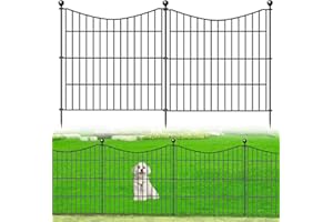 CLEASO 5 Panels No Dig Dog Fence Outdoor for Yard, 24 in(H) X 10 ft(L) Decorative Garden Fence Animal Barrier for Dogs, Rustproof Metal Wire Garden Edging Fence and Borders, Temporary Fencing Stakes