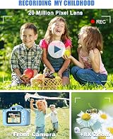 Hangrui Kids Camera 20MP Dual Lens 2.0 Inch IPS 1080P 32GB Blue view 4