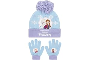 Disney Kids Winter Gloves An Hat | Anna And Elsa Hat And Gloves Set | Princess Accessories For Girls | One Size Blue