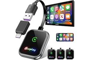 KHNJDQ Wireless Carplay Adapter for Apple, 2025 Wired to Wireless Bluetooth Carplay Adapter,for Magic Link Box Car Play Dongle for iOS10+ for Car Model 2016+, Support USB and Type-C Interface