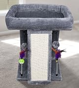 TWDEPART Small Cat Tree Indoor Activity Centre Grey with Scratching Board view 5