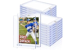 TIOPLIOR 35pt Magnetic Card Holder for Trading Cards, 24 Pack Baseball Cards Protectors Hard Plastic for Collectible Sports Cards Acrylic Display Card Cases Fit 2.5x3.5in