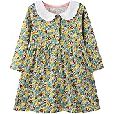 HILEELANG Toddler Girl Dress Long Sleeve Winter Christmas Clothes Cotton Casual Playwear Basic Tunic Outfit Dresses