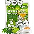 FreshDrinkUS, Premium 15 Soursop Graviola Leaf Tea Bags, 100% Natural & Pure from Soursop Leaves, Hoja Guanabana Herbal Tea. Made with Natural Material Tea Bags. No Sugar, No Caffeine, Vegan.