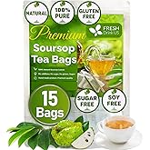 FreshDrinkUS, Premium 15 Soursop Graviola Leaf Tea Bags, 100% Natural & Pure from Soursop Leaves, Hoja Guanabana Herbal Tea. Made with Natural Material Tea Bags. No Sugar, No Caffeine, Vegan.