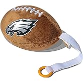 Philadelphia Eagles Plush Football Pacifier Holder by Smilo - Officially Licensed NFL Soother Holder - Soft Plush Toy and Dummy Holder - Fits Any Pacifier - Stroller Accessory & Newborn Essential
