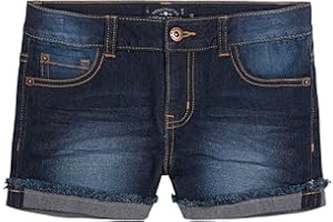 Lucky Brand Girls' Cuffed Jean Shorts, Stretch Denim with 5 Pockets, Mid to High Rise Waist