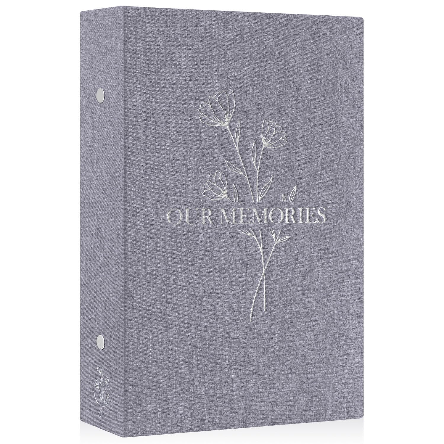 Lanpn Photo Album 6x4 Slip in, OUR MEMORIES Linen 300 Pockets Photo Albums Holds Landscape Only 10x15cm Picture Grey