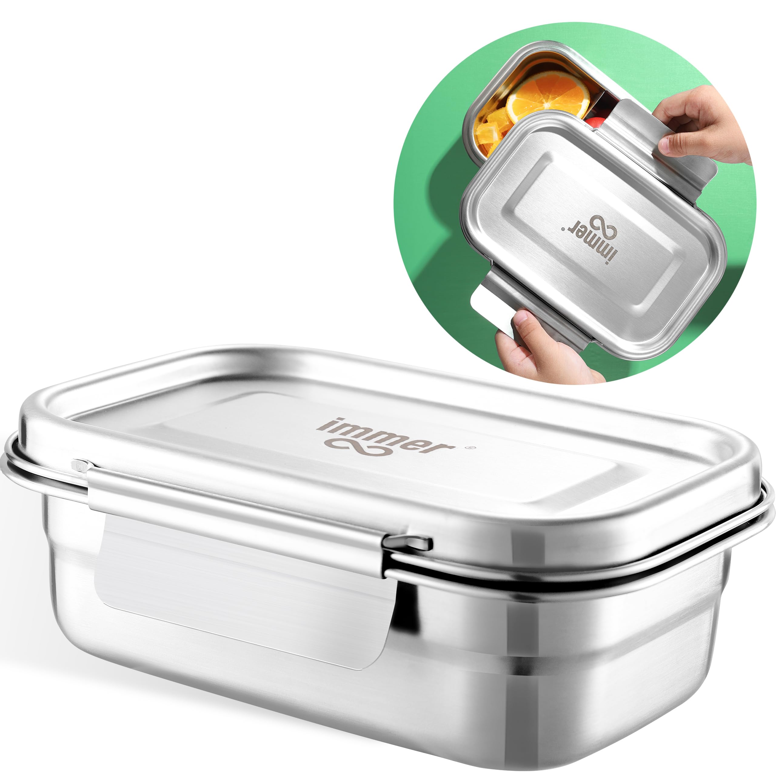immer Bento Lunchbox – Stainless Steel Plastic-Free Eco Lunch Box, Leakproof and BPA-Free Silicone Seal (EasyLock 42oz)