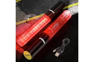 E-riding 2 Pack Rechargeable Traffic Wand, 10 Inch Traffic Control Baton with Magnet, Safety Light Wand with White LED on Top, Air Marshaling Wand with 3 Flashing Modes
