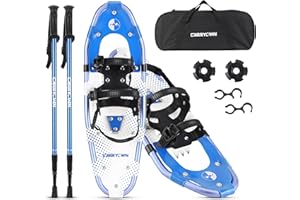 Carryown Snowshoes for Adults Men Women Youth Kids, Light Weight Aluminum Alloy Terrain Snow Shoes with Trekking Poles and Carrying Tote Bag