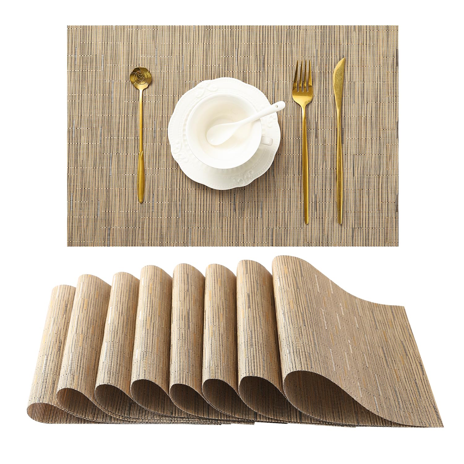 Leetaltree Light Brown Placemats Set of 8 - Heat