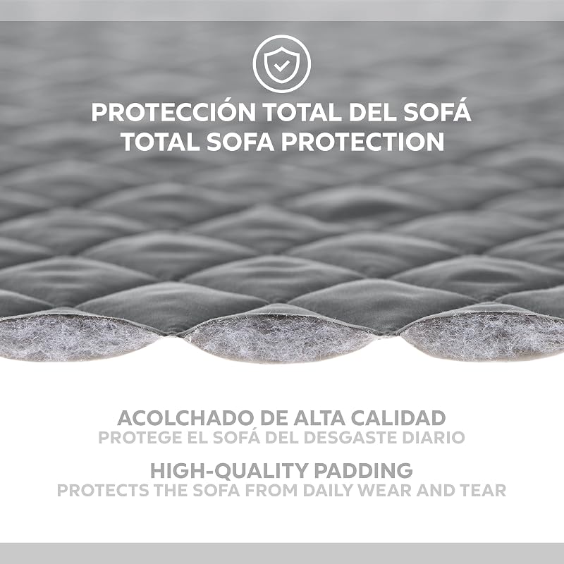 Textilhome Funda Cubre Sofá 3 Plazas MALU, Protector para Mascotas Gris — foto 6 de 8
