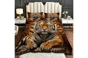 Zoainuos Tiger Decor for Bedroom, Wild Animal Sheets Queen Bed Sheet Set, Soft Microfiber Deep Pocket Wrinkle Free Bedding Sh