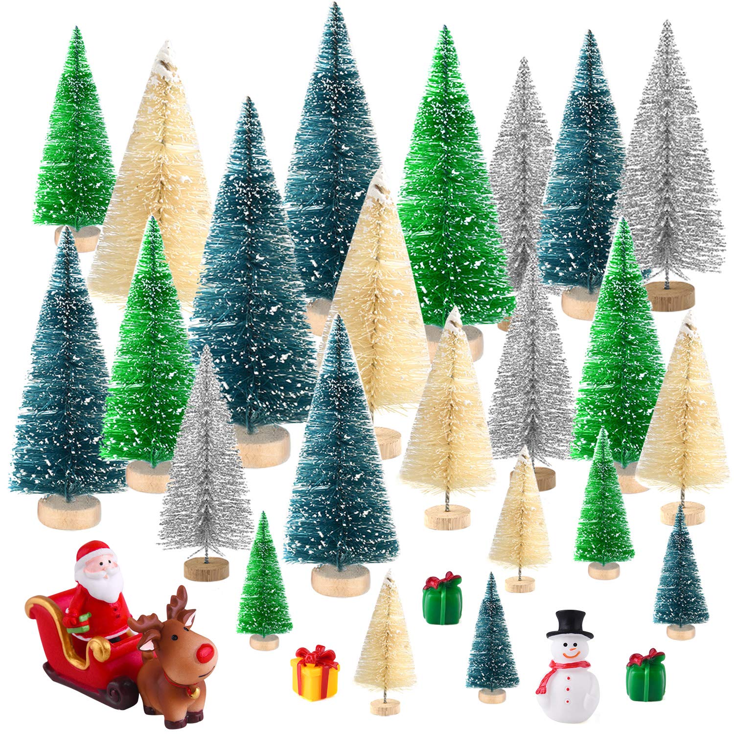 Mua Kuqqa 29pcs クリスマスツリー ミニ 卓上 4カラー5サイズ ミックス 置物 サンタ 鹿 馬車 雪だるま ギフトボックス クリスマス 飾り オーナメント 4 5cm 12 5cm Tren Amazon Nhật Chinh Hang 21 Fado