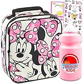Disney Minnie Mouse Lunch Bag for Girls Set - Bundle Lunch Box Plus Stickers, Reusable Water Bottle, and More | Minnie Mouse Lunchbox for Kids, Girls
