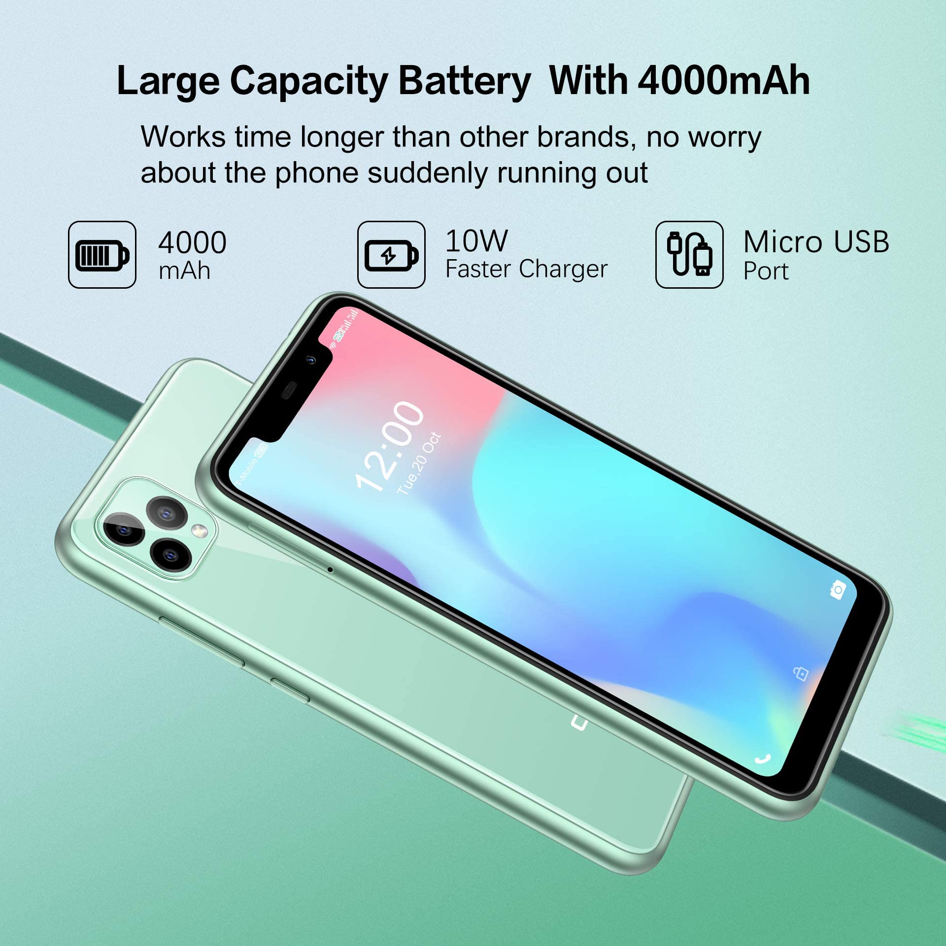 OUKITEL C22 Unlocked Cell Phones (2021 New) 128GB/4GB Android 10 Unlocked Smartphones with 256GB Expandable 5.86'' 4000mAh Face ID + Fingerprint GSM 4G LTE Dual Sim International Version