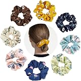 Zhenle 8 Pcs Chiffon Flower Hair Scrunchies for Girls Women Ponytail Holder view 1