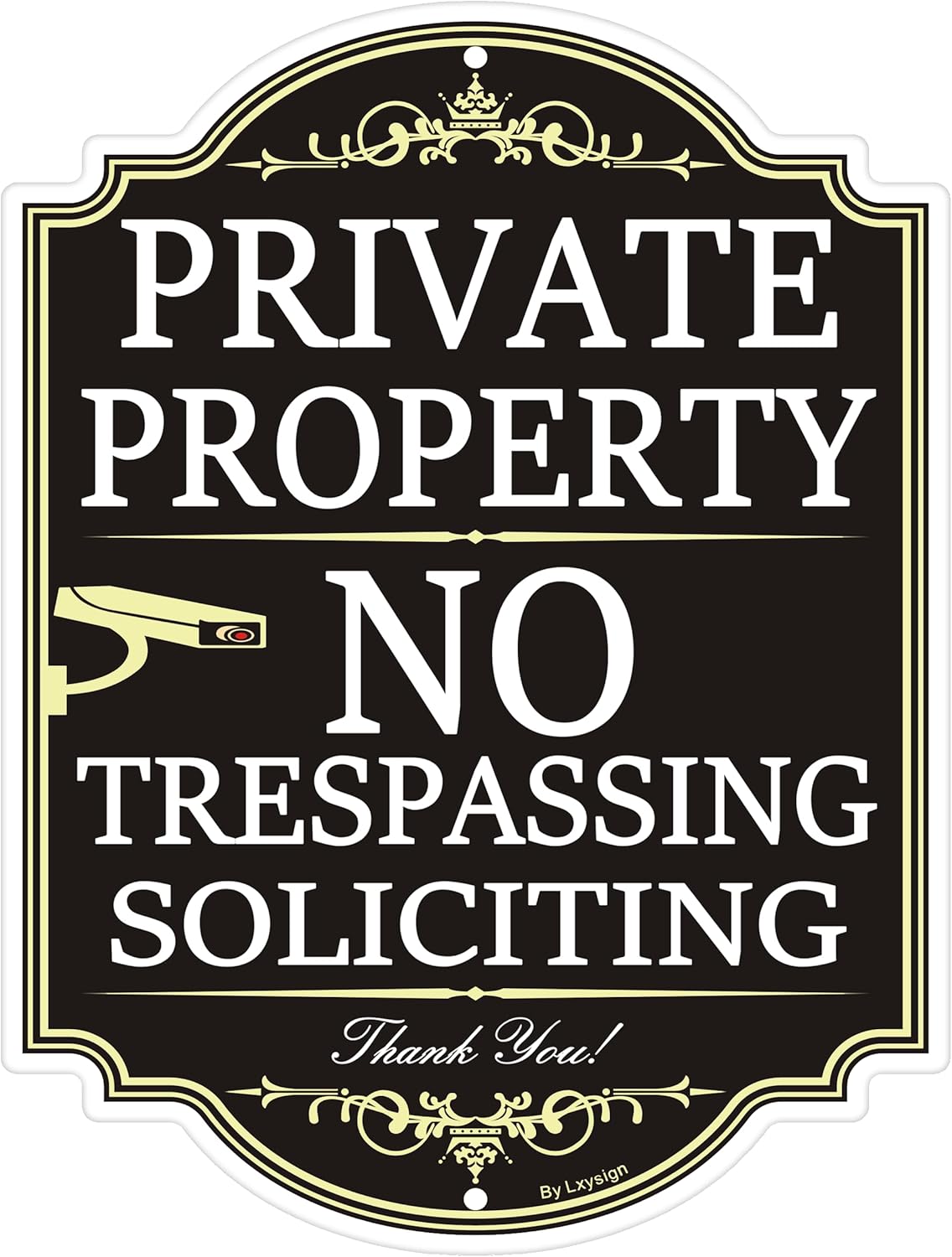 Address Signs - No Trespassing Sign Private Property, No Soliciting Signs, 24 Hours Video Surveillance Yard Sign 14 x 10 Inch Metal Aluminum Easy to Install