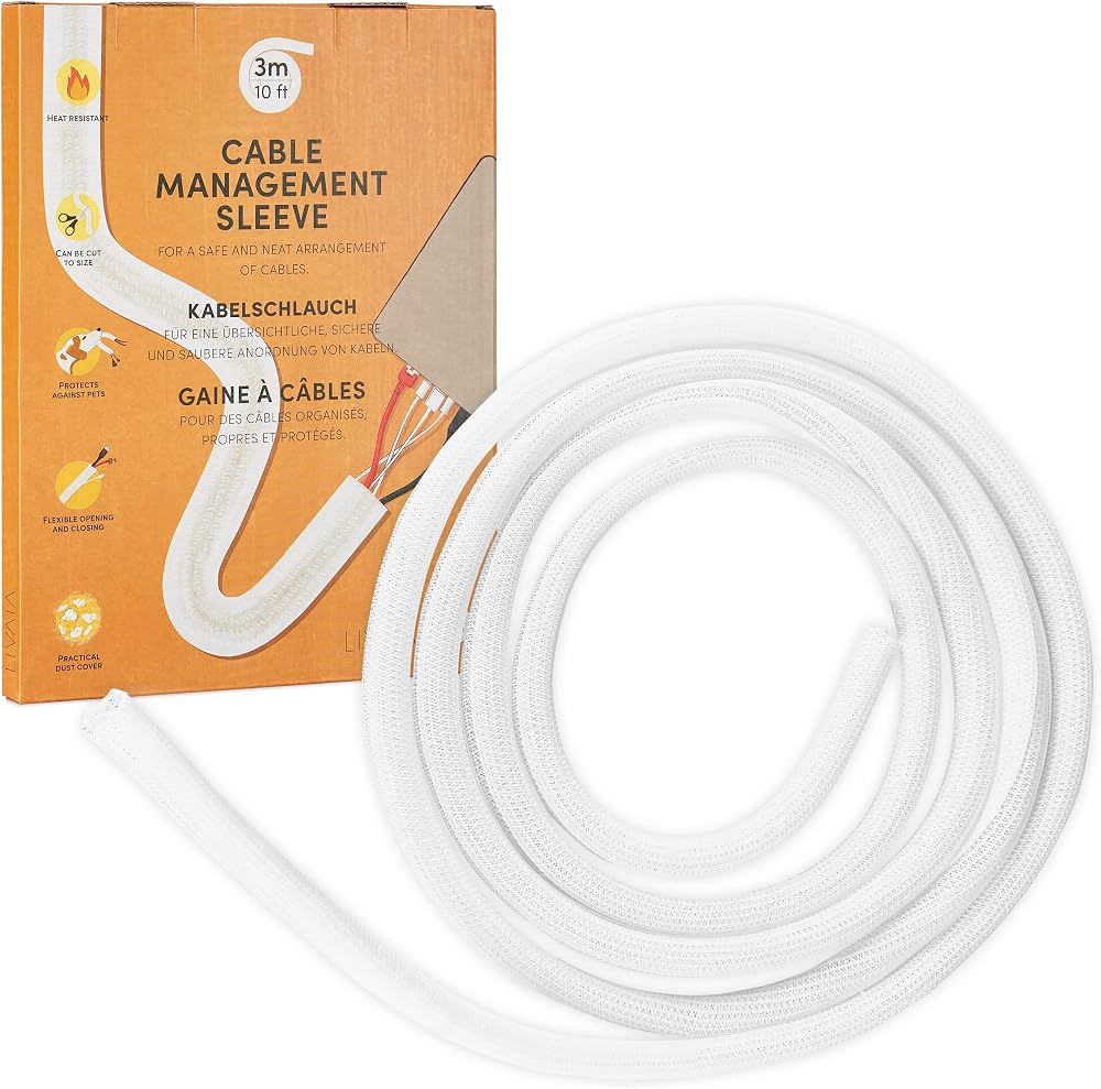 LIVAIA Self-Closing Cable Duct White 12-20mm x 3m Desk Cable Management