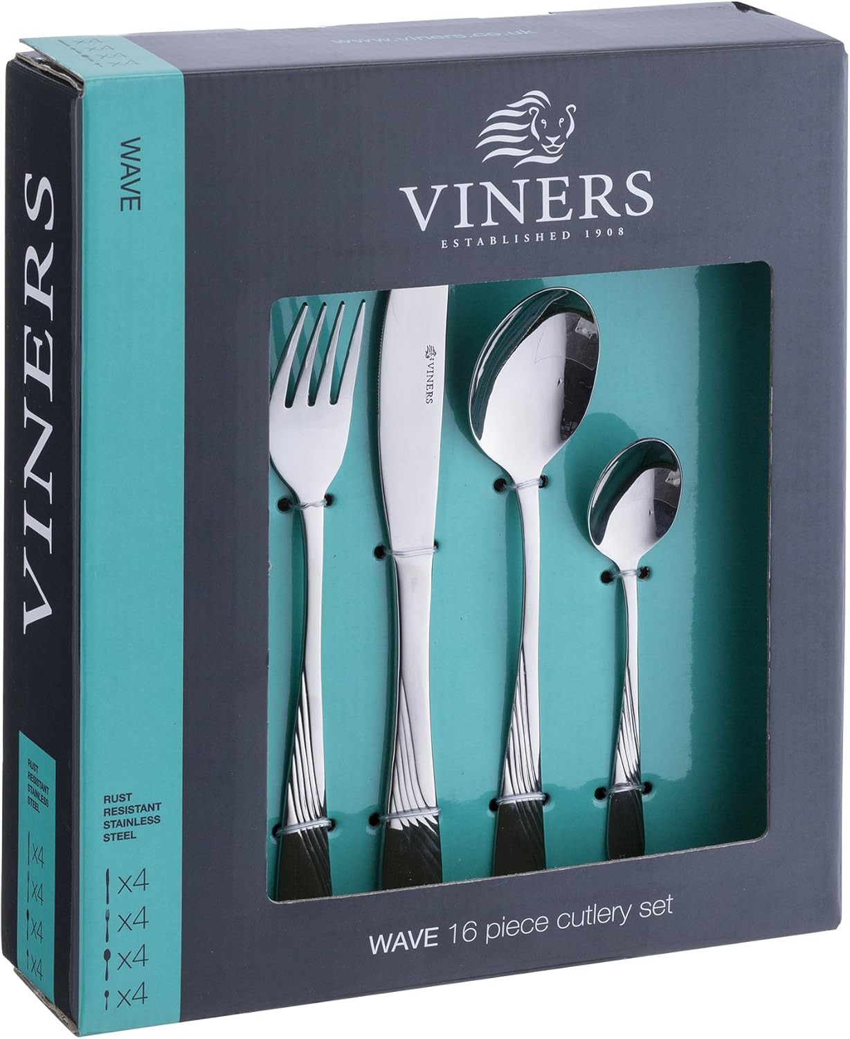 Viners Wave 16 piece Stainless Steel Cutlery Set 0302.509 Amazon.co