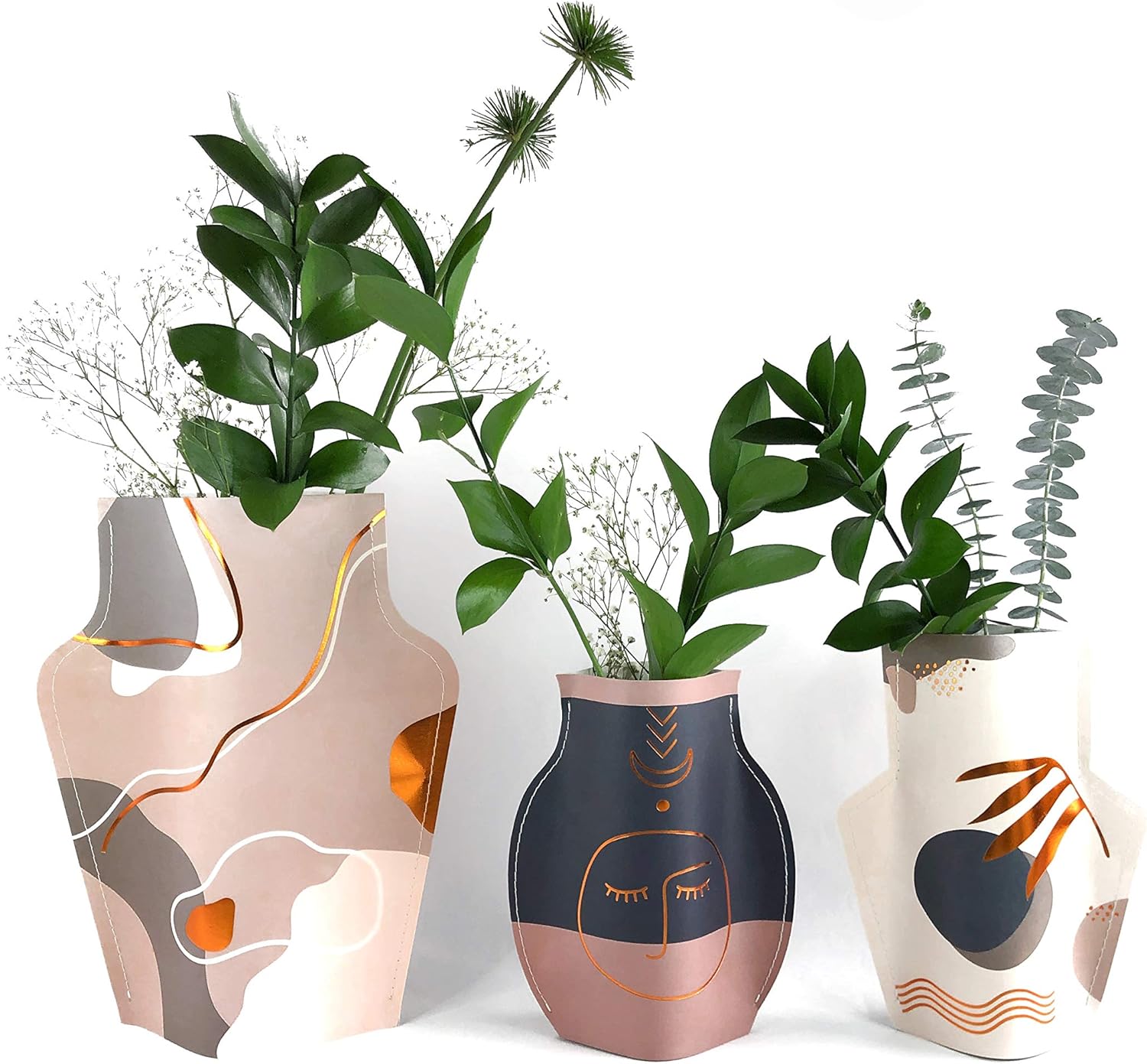 Paper Vase Set (3 Paper Vases) for Decor or Gift