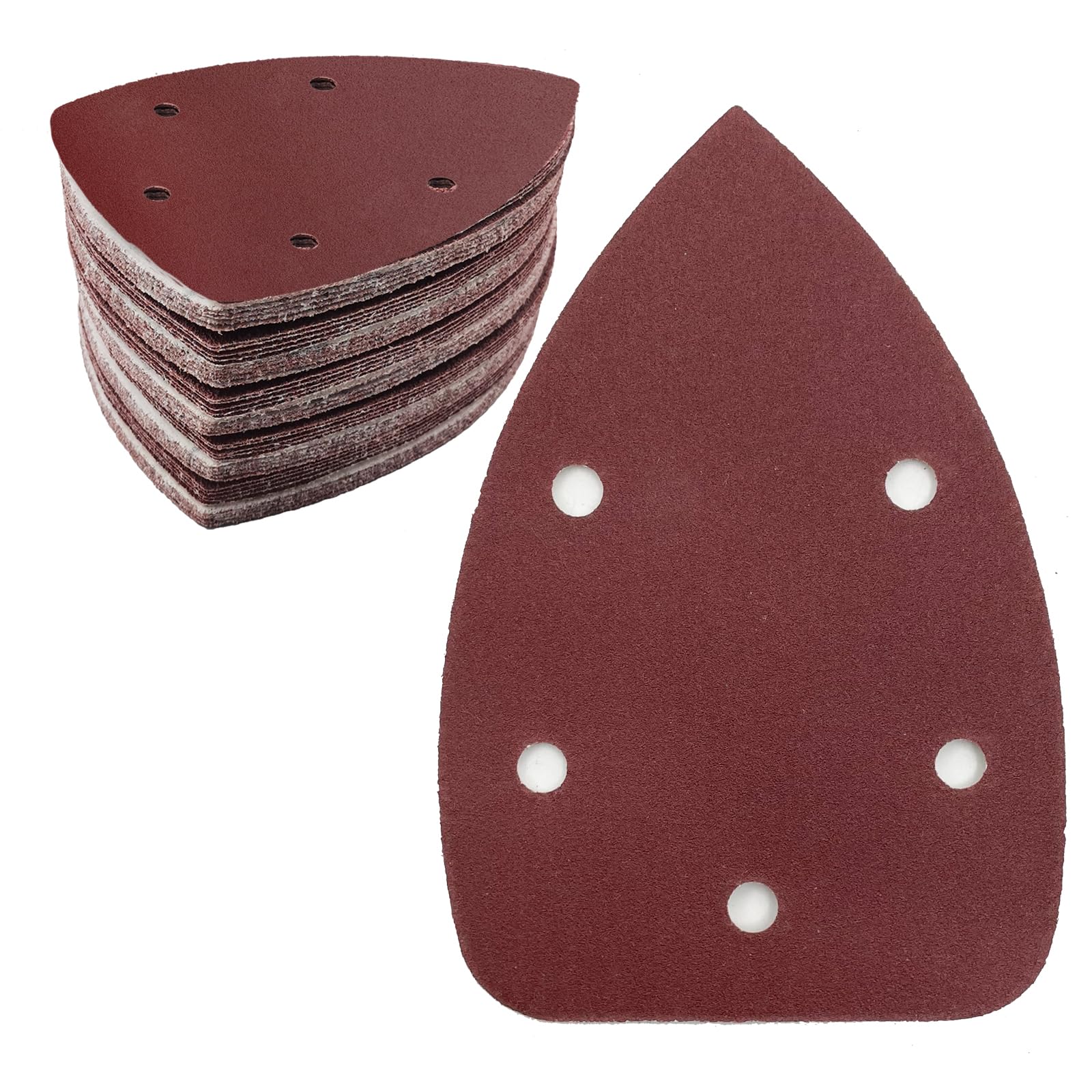 Pack of 50 Sandpaper Triangle Sanders, 240 Grit 5-Hole Sanding Pads Sandpaper Delta Sanders Sanding Sheets for Triangle Sanders 140 x 100 mm