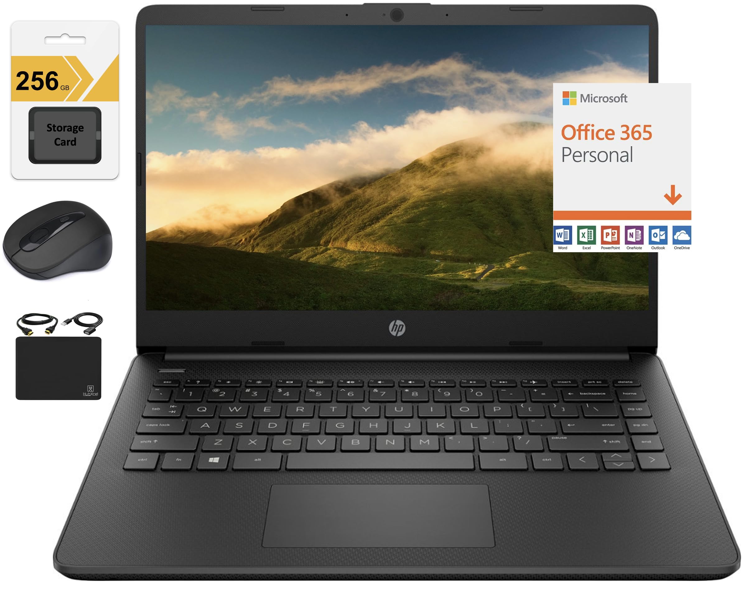 HP New 14" HD Ultra Light Thin Laptop, Quad-Core