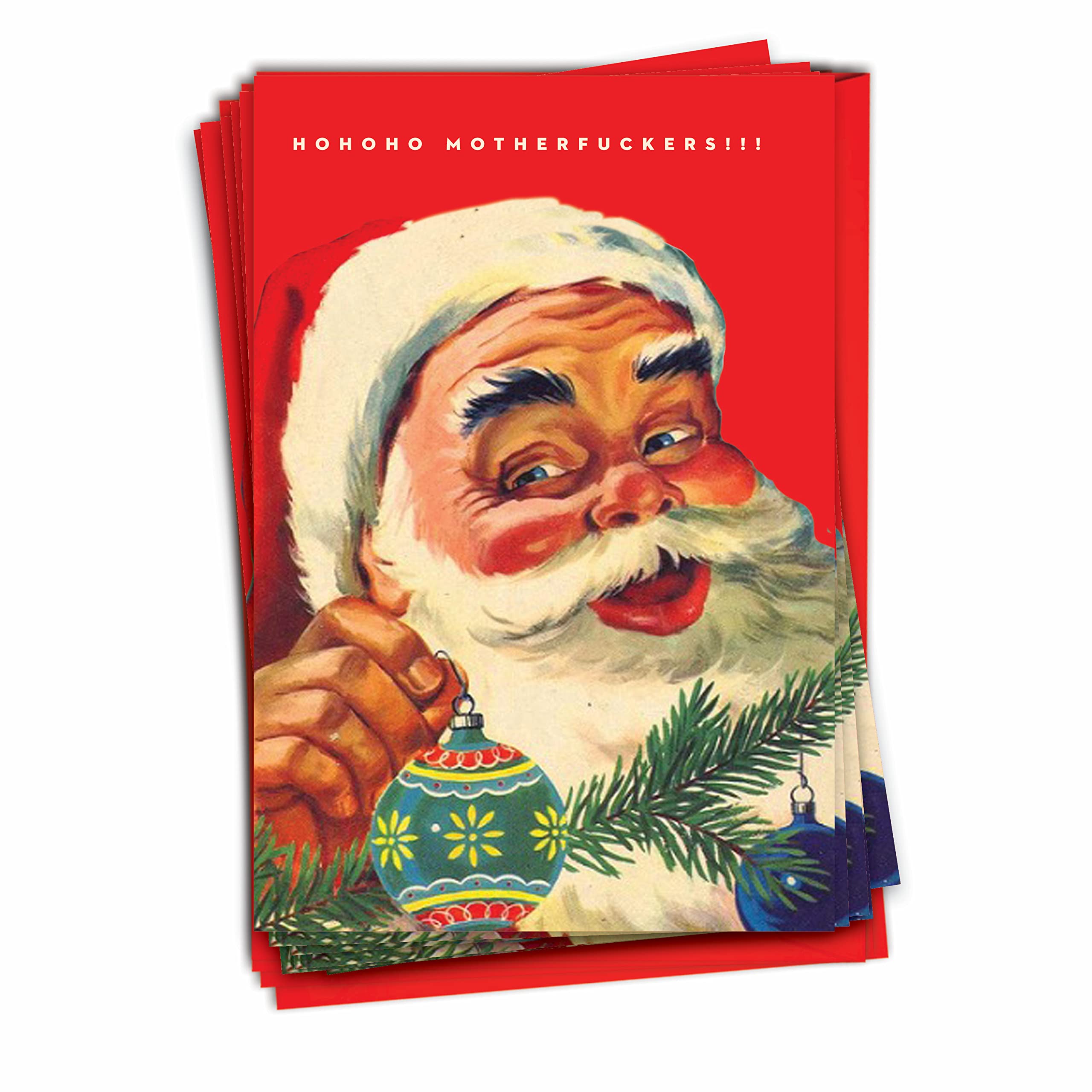 NobleWorks - 12 Funny Merry Christmas Cards (1 Design, 12 Cards) - Adult Humor Notecard Set for Christmas, Boxed Holiday Greetings - Hohoho Mothers C6691XSG-B12x1