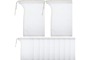 Shappy Compost Tea Bag, Pump Strainer Mesh Filter Bag with Drawstring, 600 Μm for Prevents Clogging During The Straining Process(10 Pieces,23 x 16 cm)