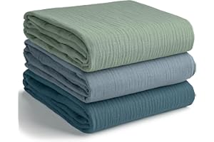 Comfy Cubs Muslin Swaddle Blankets Pack of 3, 107 x 107 cm, Soft 100% Cotton Baby Blanket Set, Large Swaddling Wraps for Newb