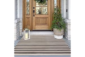 Rustaa Indoor Outdoor Rug 3x5 Front Door Mat Outdoor Cotton Welcome Mat Outdoor Farmhouse Layered Mat Washable Stripe Outdoor