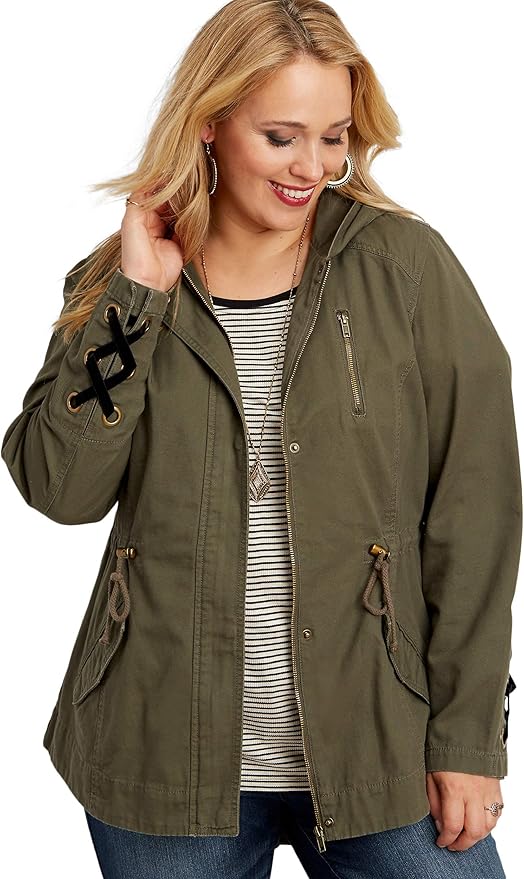 maurices Women's Plus Size Jacket with Velvet Lace Up Back and Cuffs at